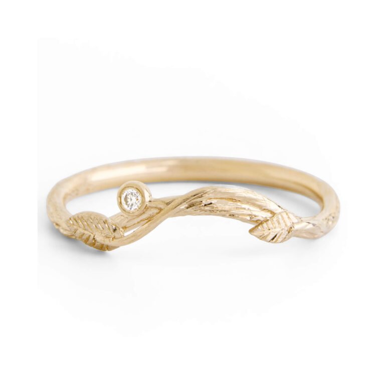 Leaves Diamond Wedding Ring yellow gold