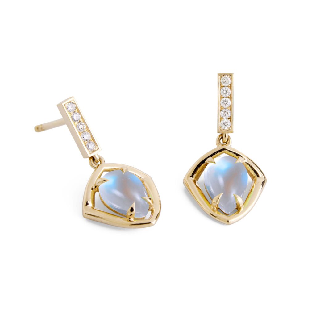 Moonstone and Diamonds Earrings