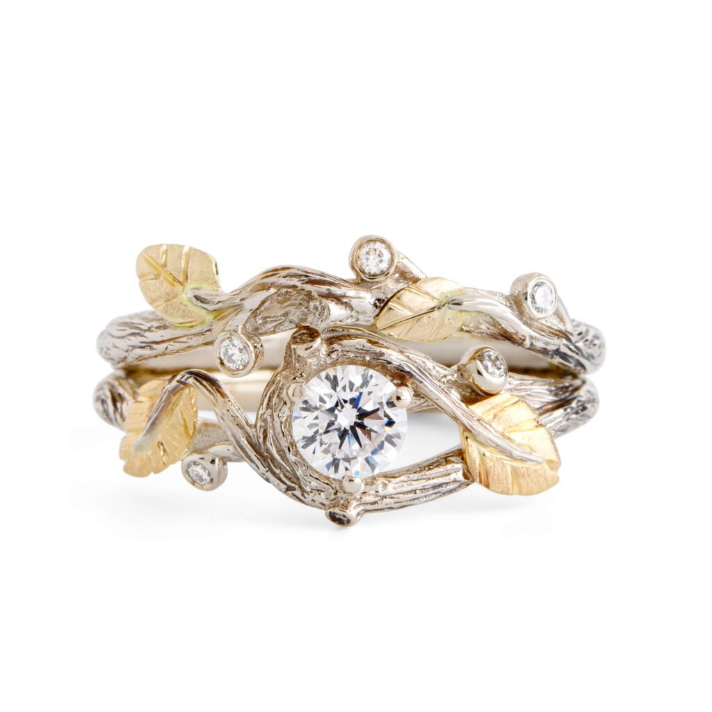 Twig and Leaf Moissanite Bridal Set