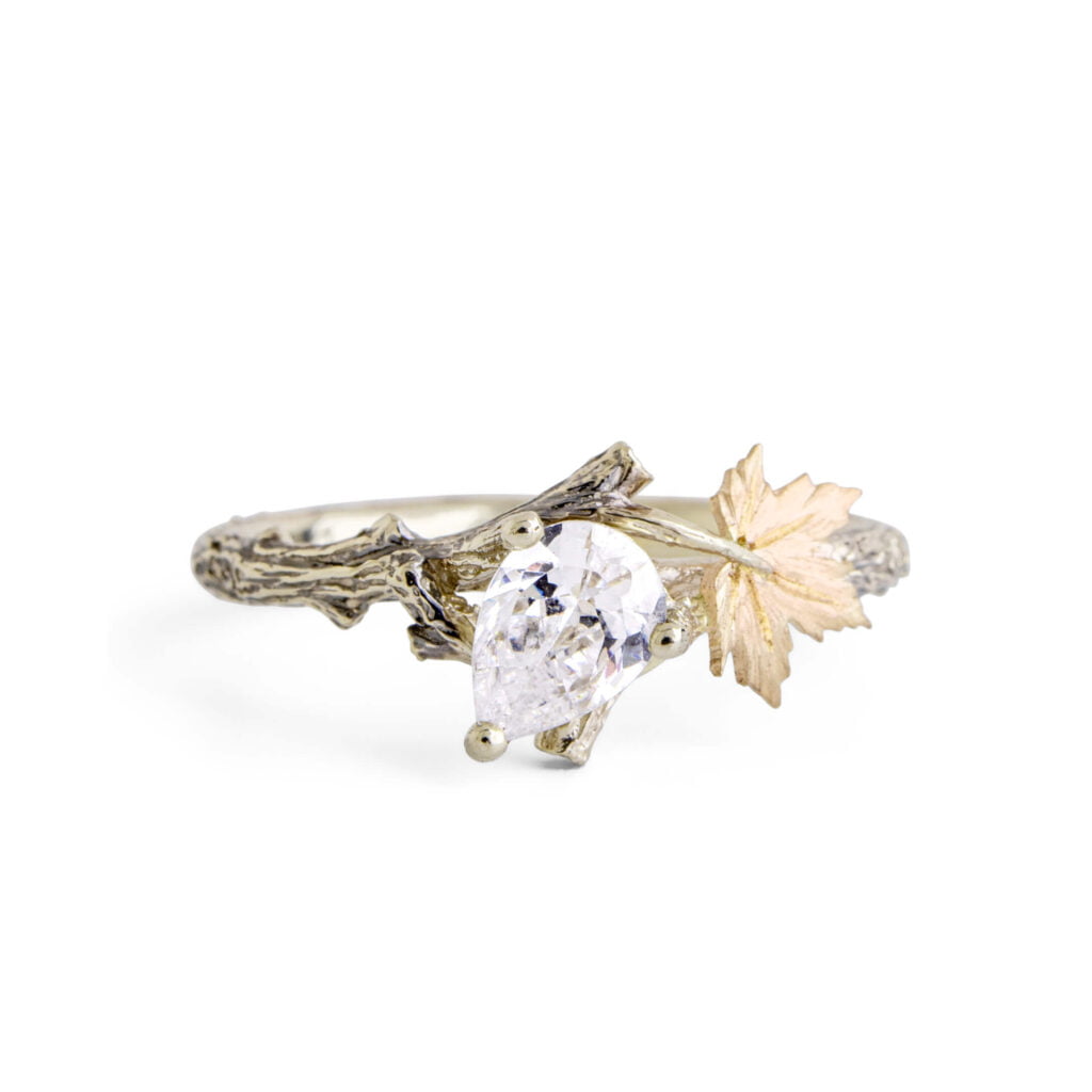 Moissanite Maple Leaf Engagement Ring