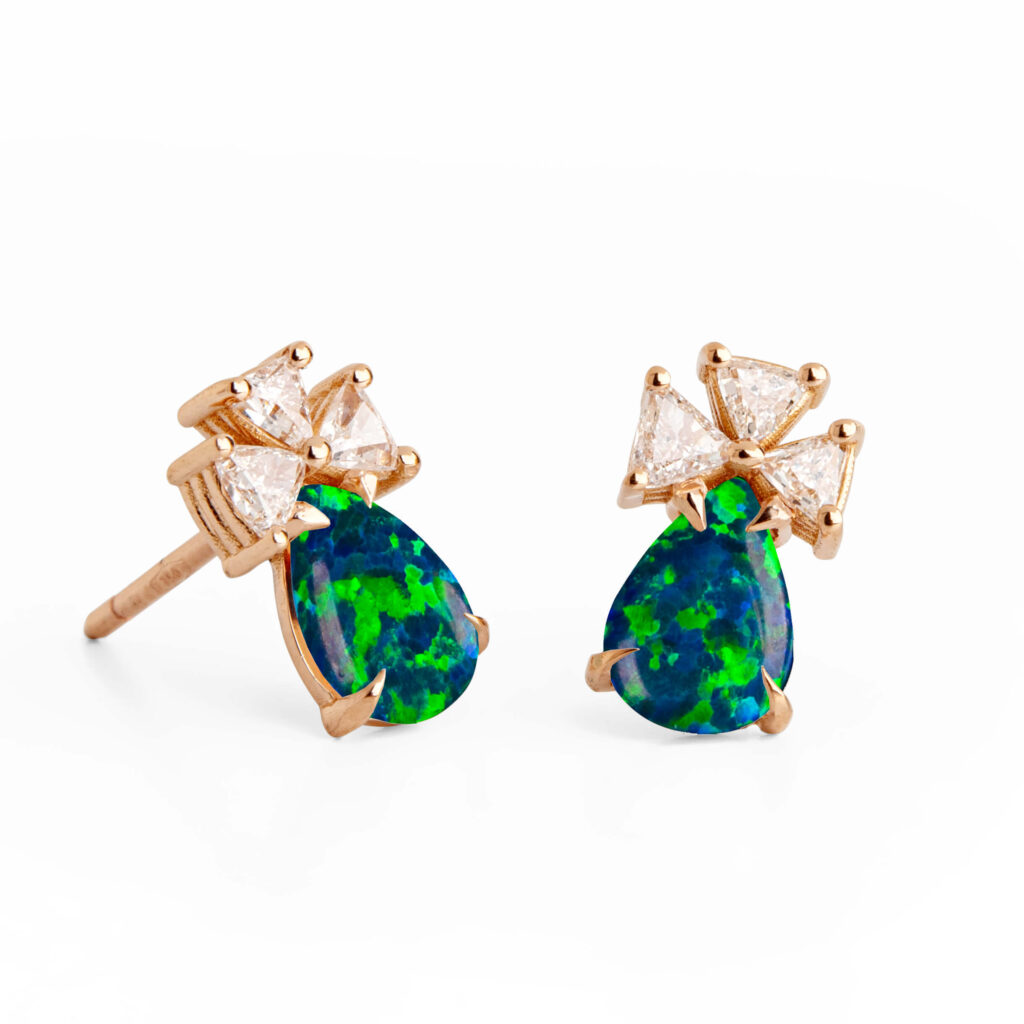 Black Opal Gold Earrings