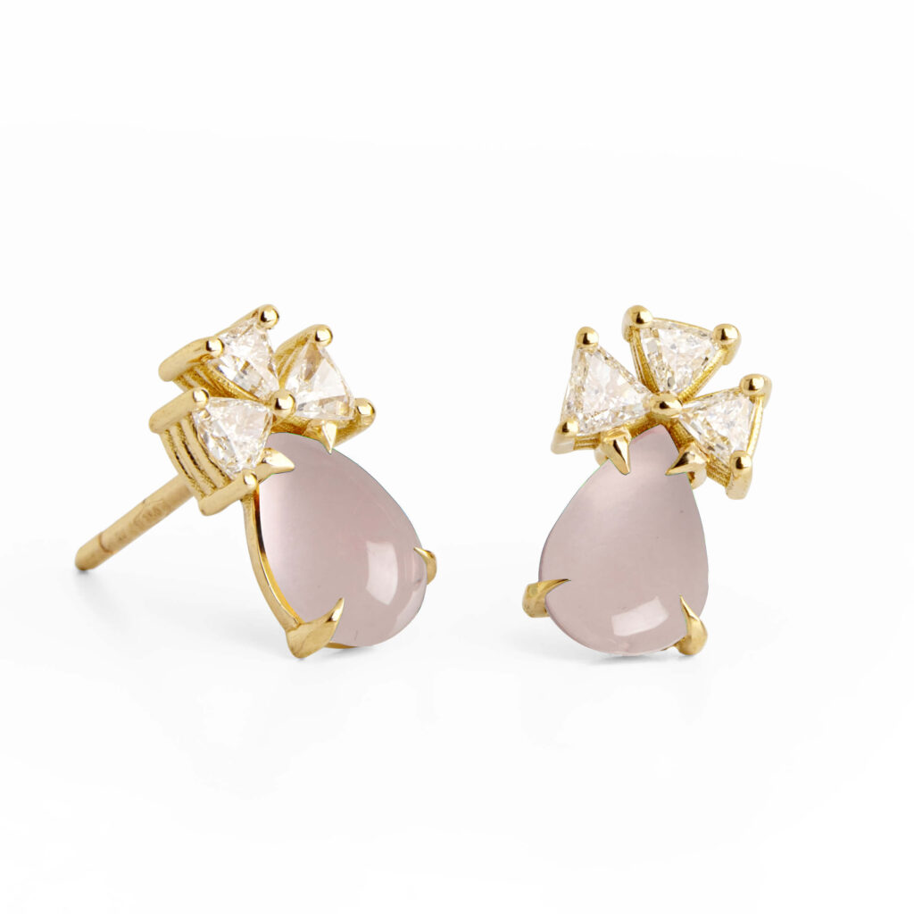 Rose Quartz and Diamonds Earrings