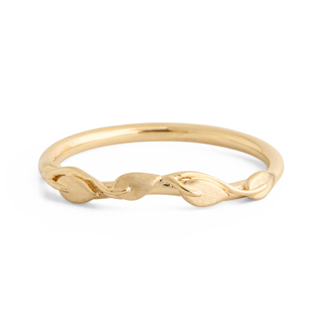 yellow gold Leaf Wedding Ring
