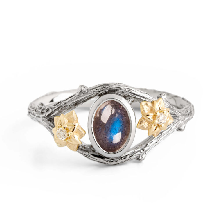 Labradorite Twig and Flowers Ring