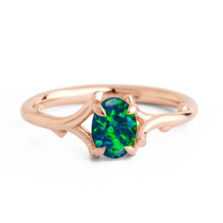 Black Opal Twig Ring