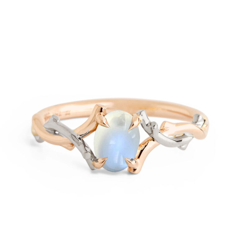 Two Toned Moonstone Twig Ring
