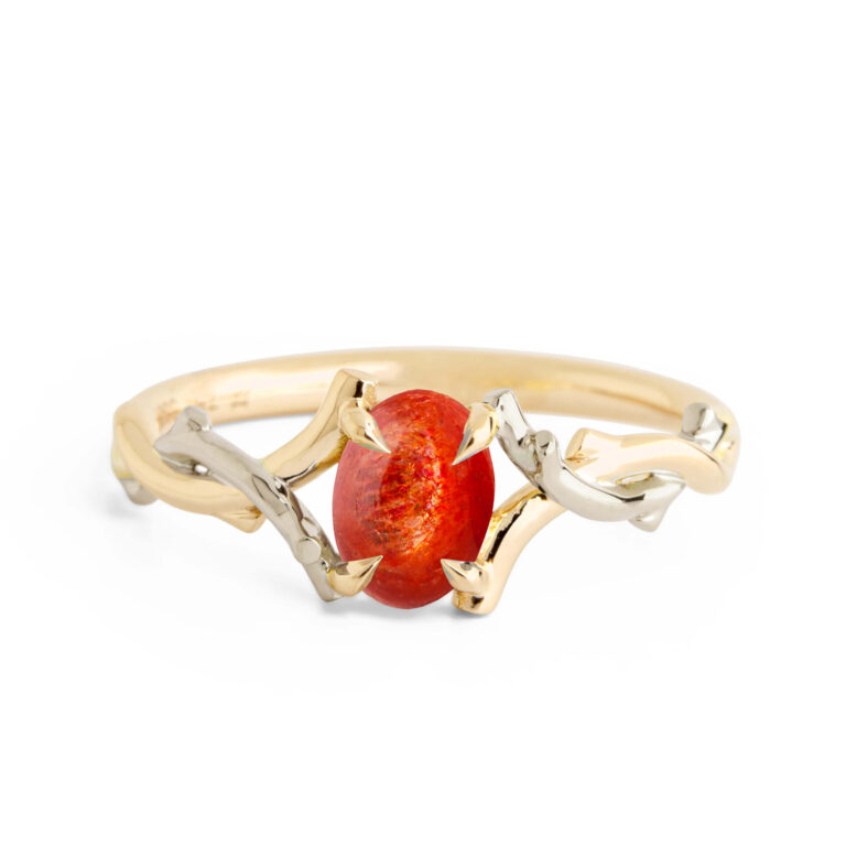 Two Toned Sunstone Twig Ring