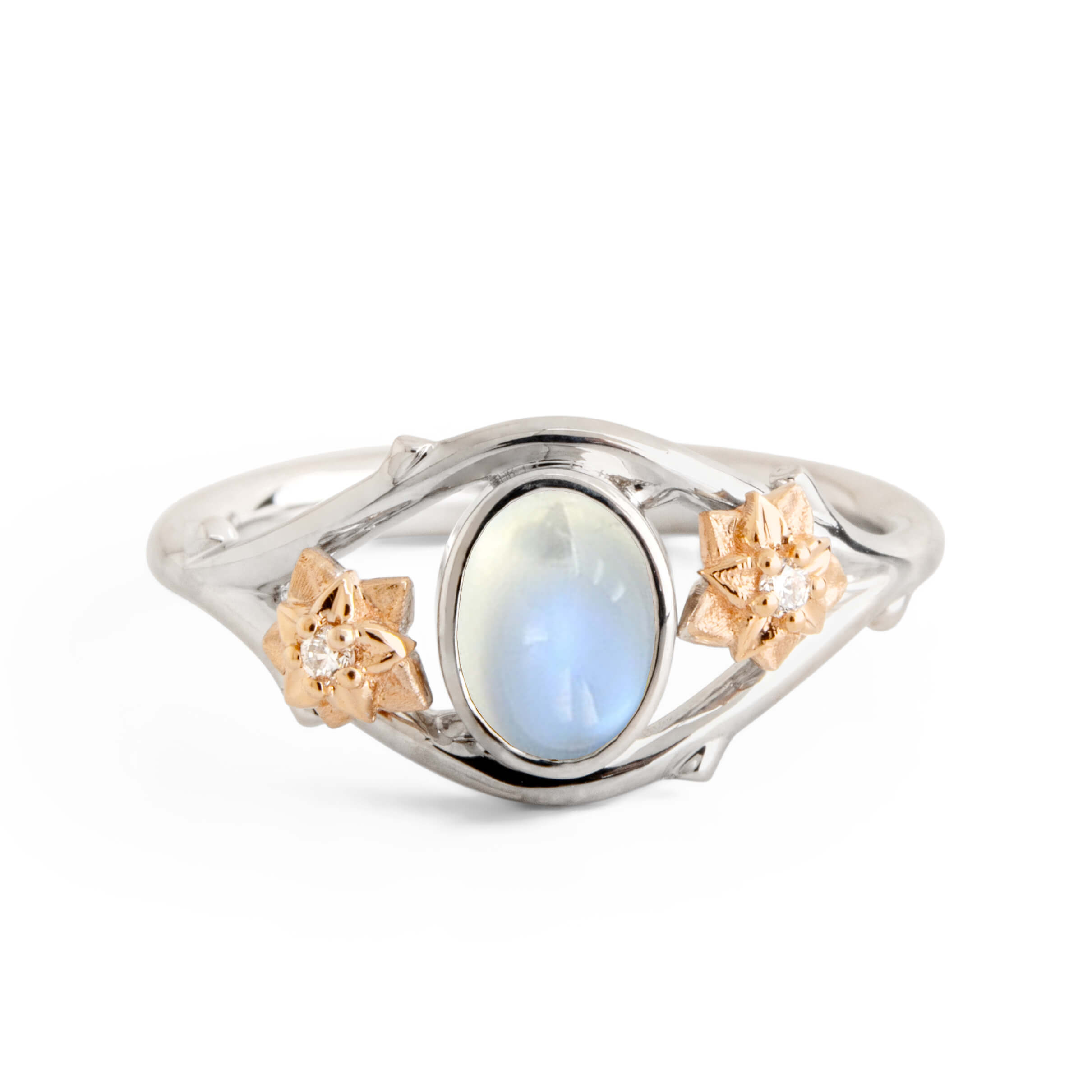 Moonstone Twig and Flowers Ring Moonstone Twig and Flowers Ring