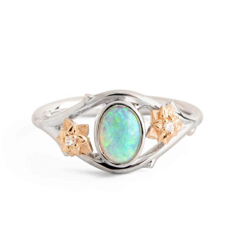 Opal Twig and Flowers Ring