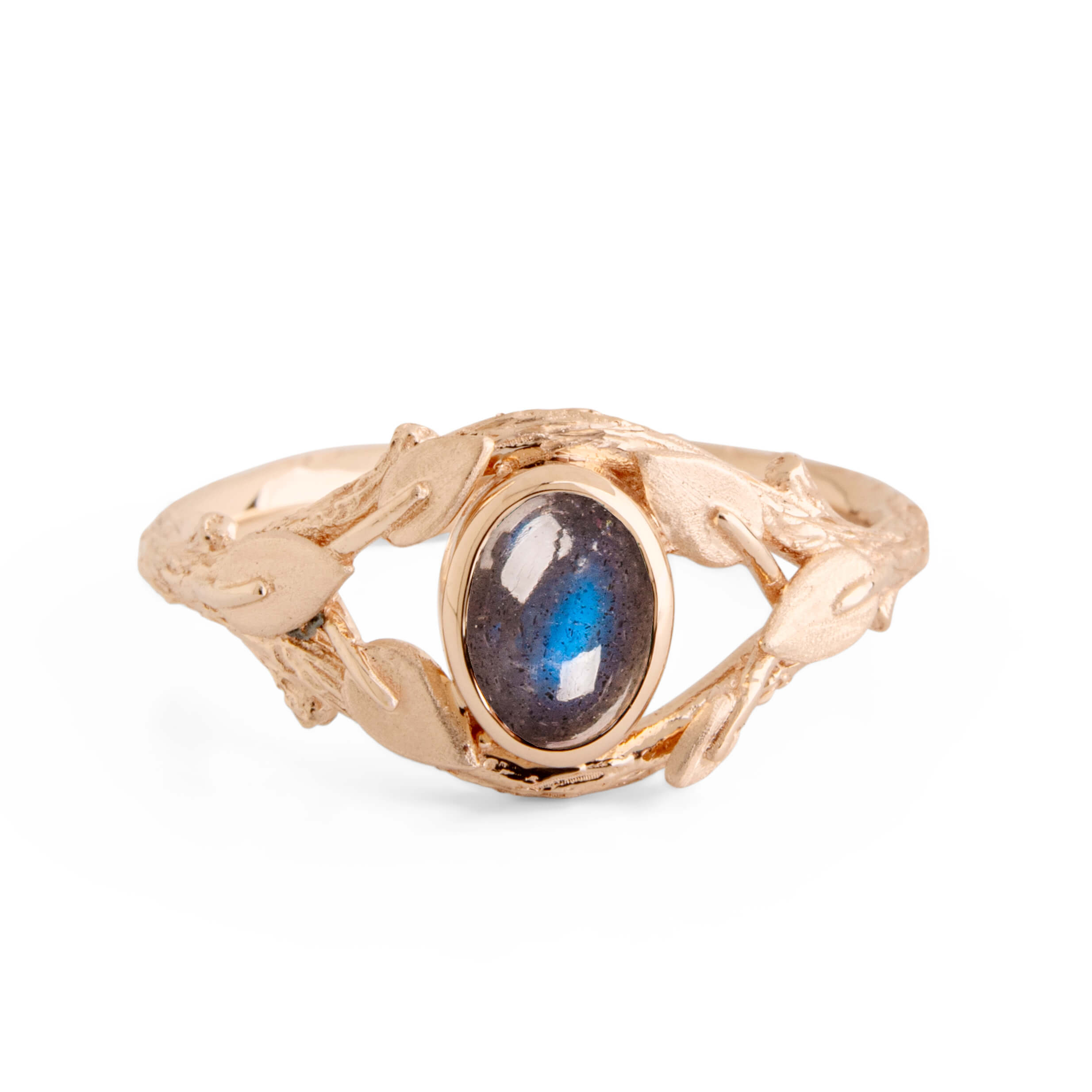 Oval Labradorite Twig and Leaves Engagement Ring Oval Labradorite Twig and Leaves Engagement Ring