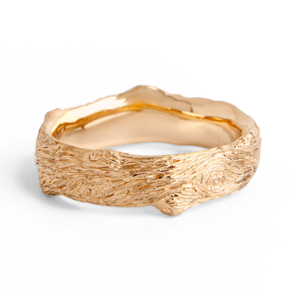 Wide Twig Textured Wedding Ring