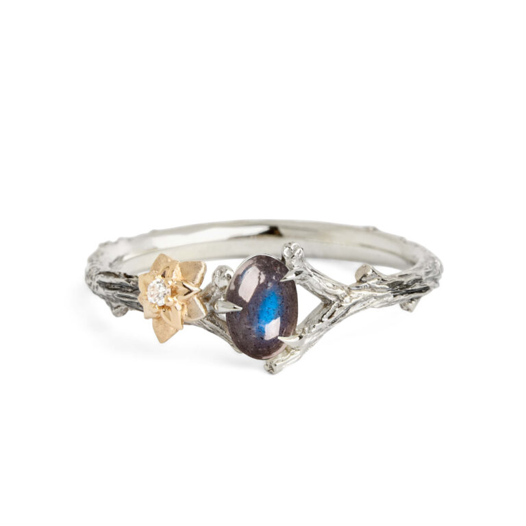 Labradorite Tree Branch and Flower Ring
