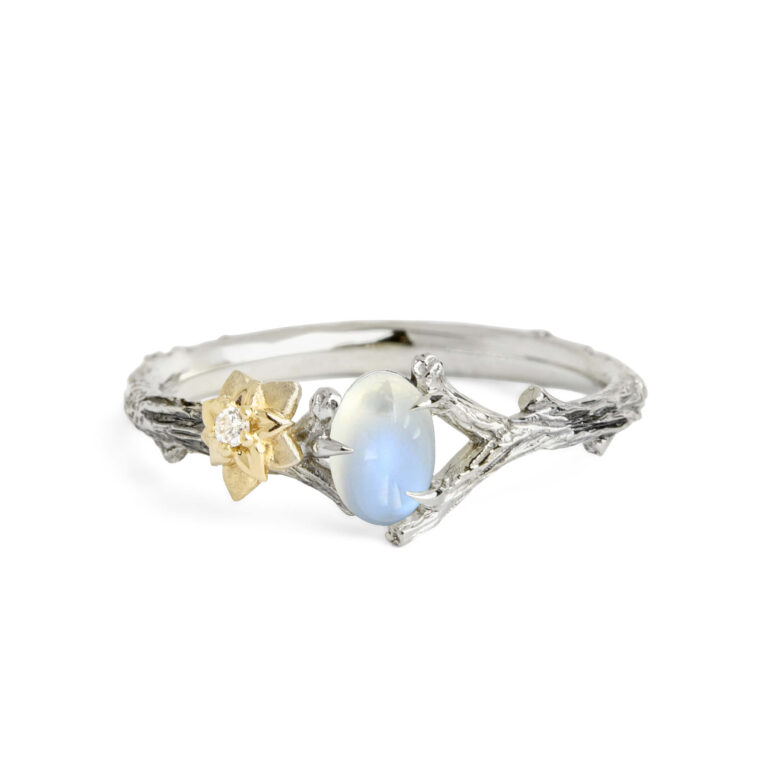 Moonstone Tree branch and Flower Ring