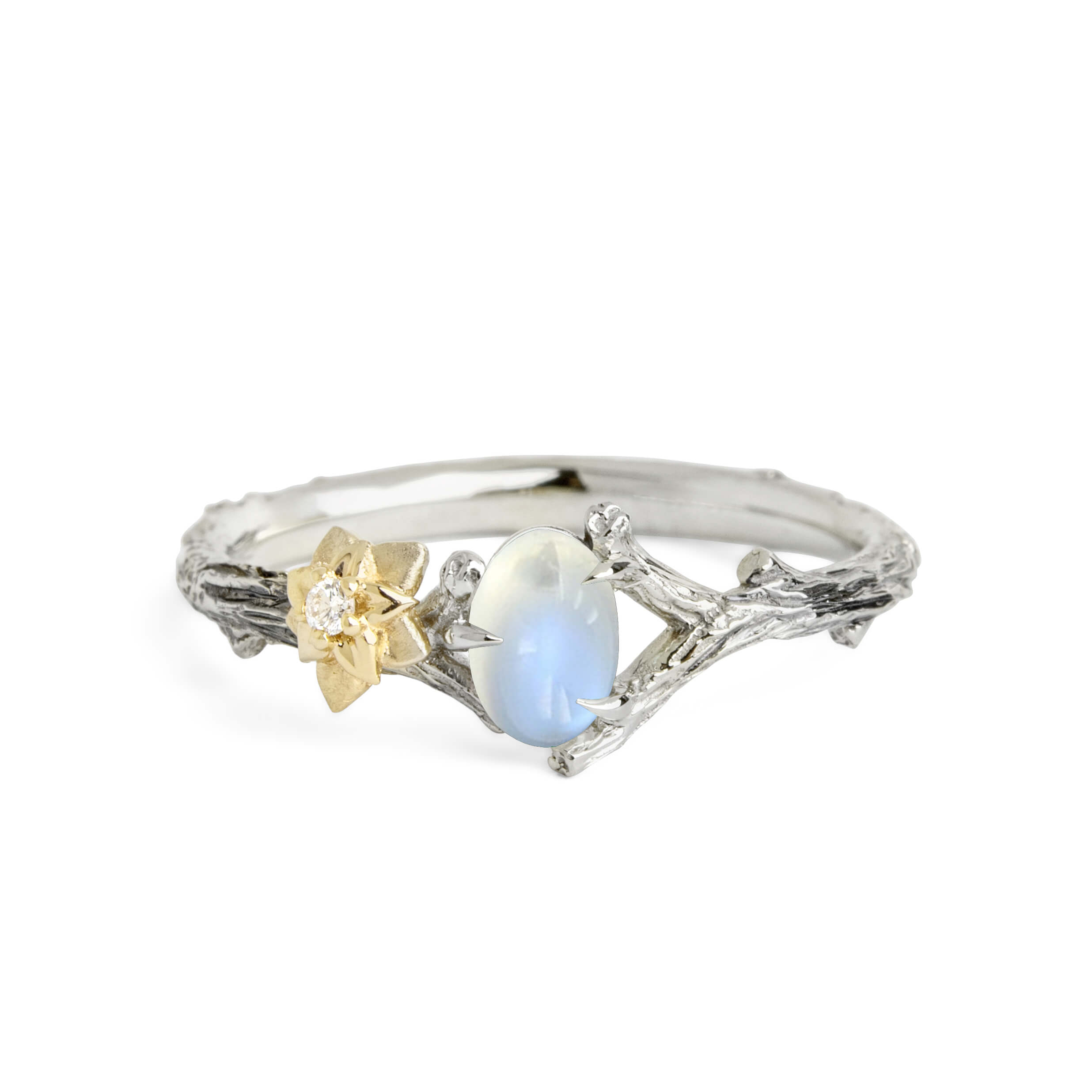 Moonstone Tree branch and Flower Ring Moonstone Tree branch and Flower Ring