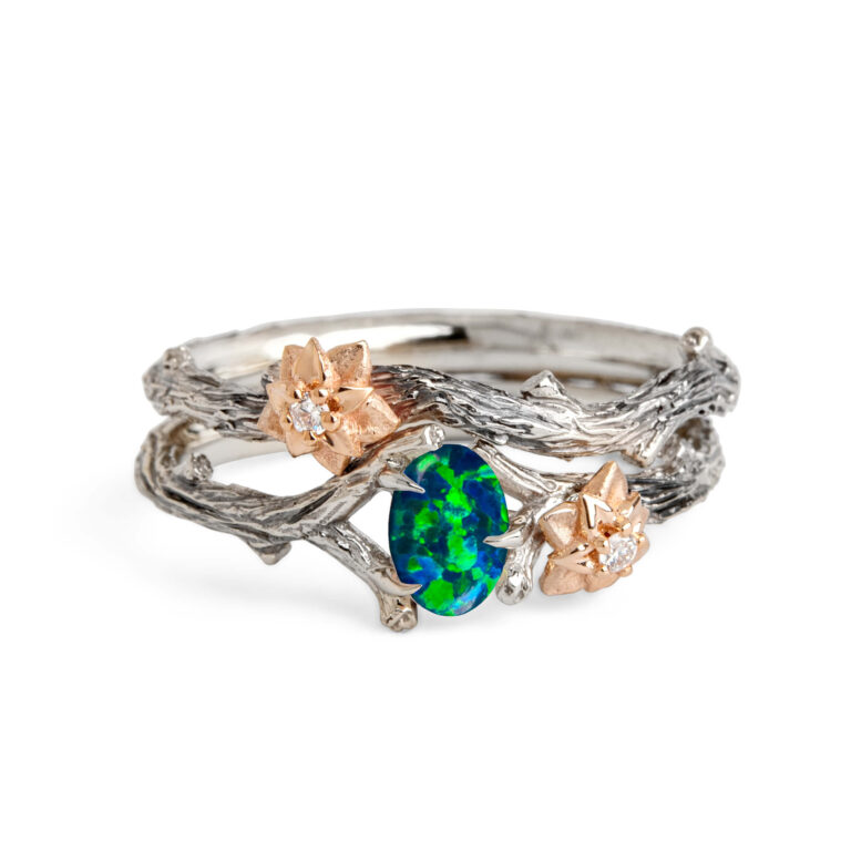 Opal Tree Branch and Flower Bridal Set