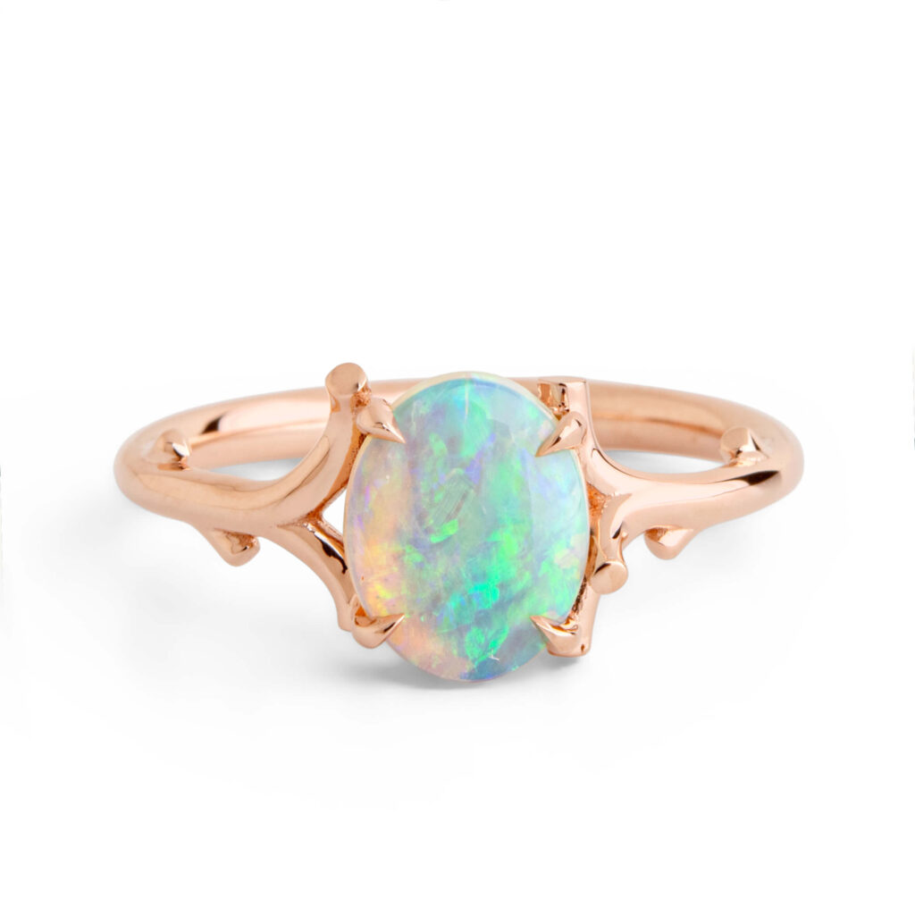 Oval Opal Twig Engagement Ring