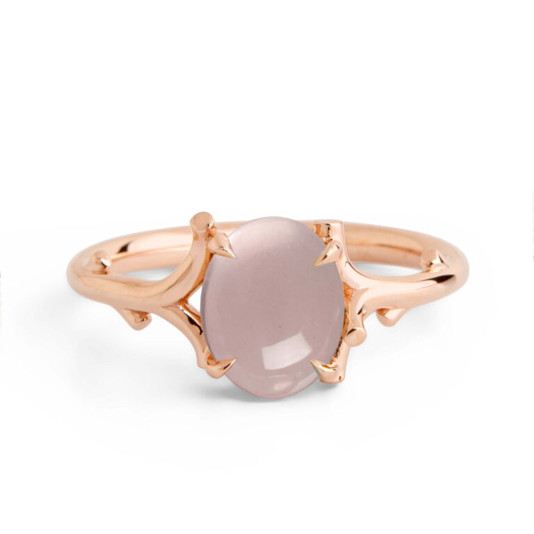 Oval Rose Quartz Twig Engagement Ring
