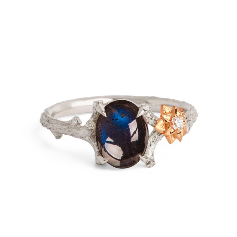 Labradorite Twig and Flower Ring