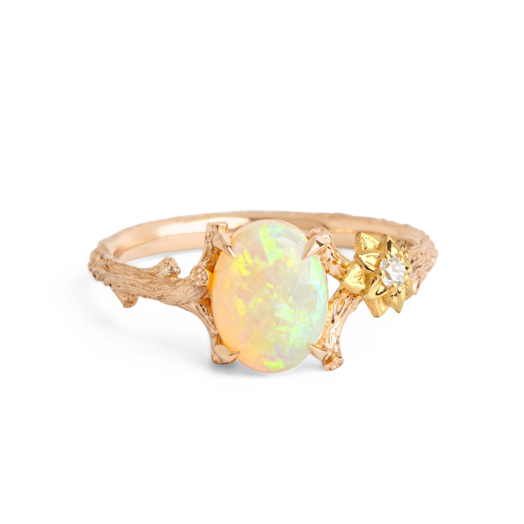 Opal Twig and Flower Ring