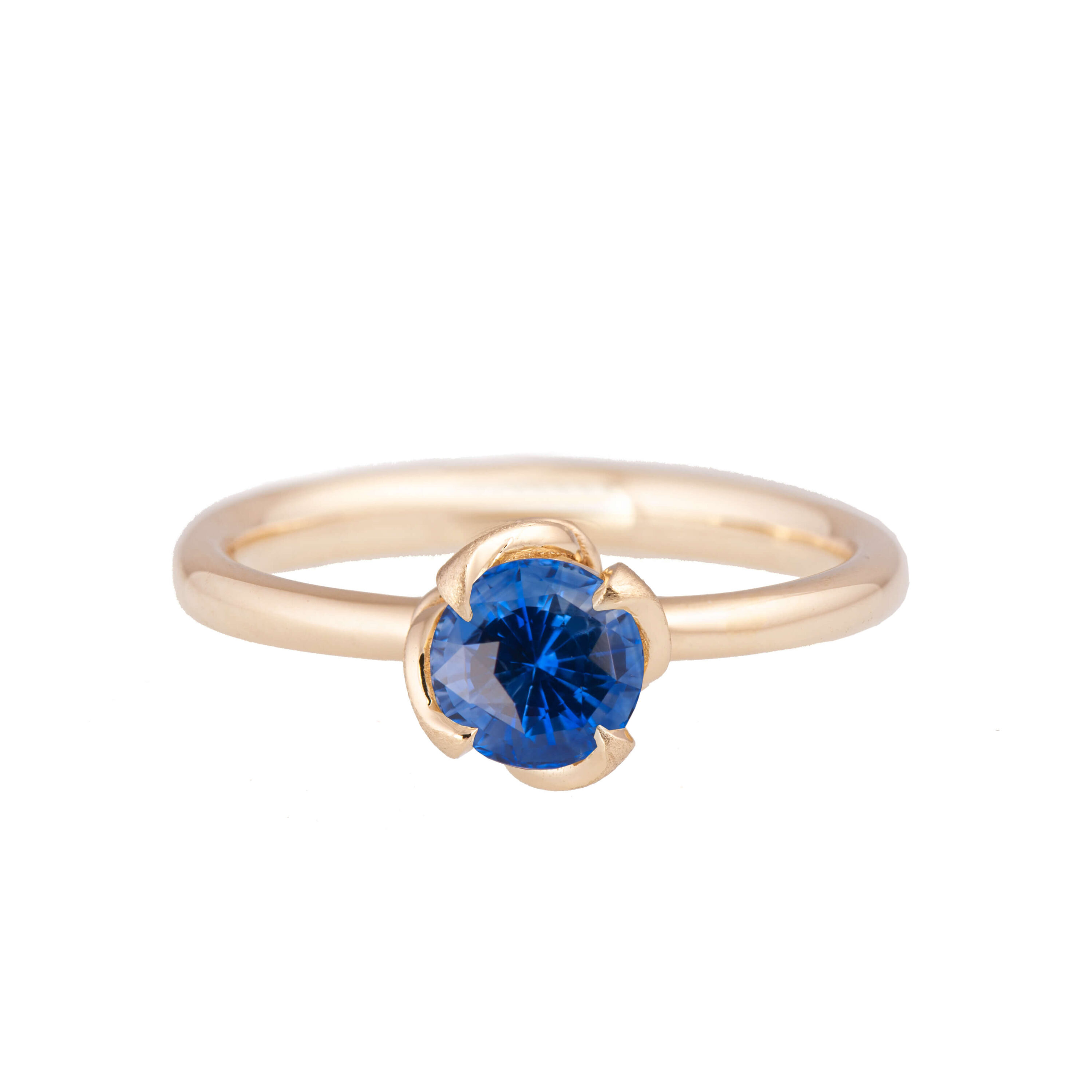 Leaves Solitaire Sapphire Engagement Ring