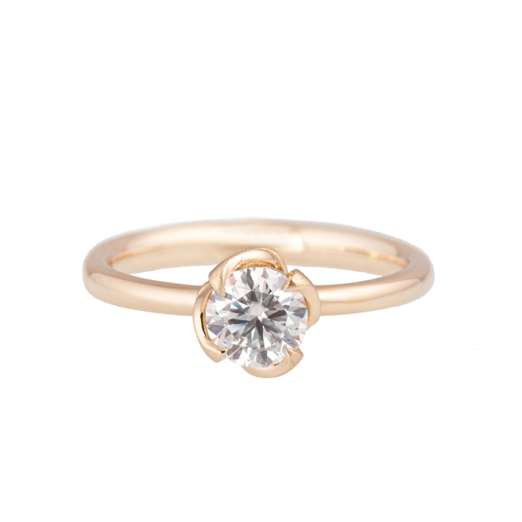 Leaves Solitaire Diamond Engagement Ring